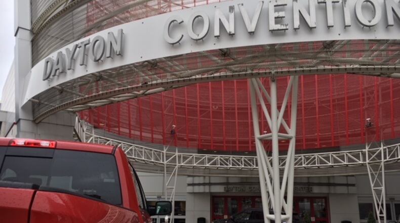 A new truck is shown outside the Dayton Convention Center, where the Dayton Auto Show has been held. THOMAS GNAU/STAFF