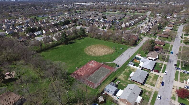 This aerial view of Layer Park in Miami Twp. was taken northeast of the park. U.S. EPA officials today are set to start bringing earth-moving equipment to remove thousands of tons of lead-contaminated soil at the park. STAFF PHOTO