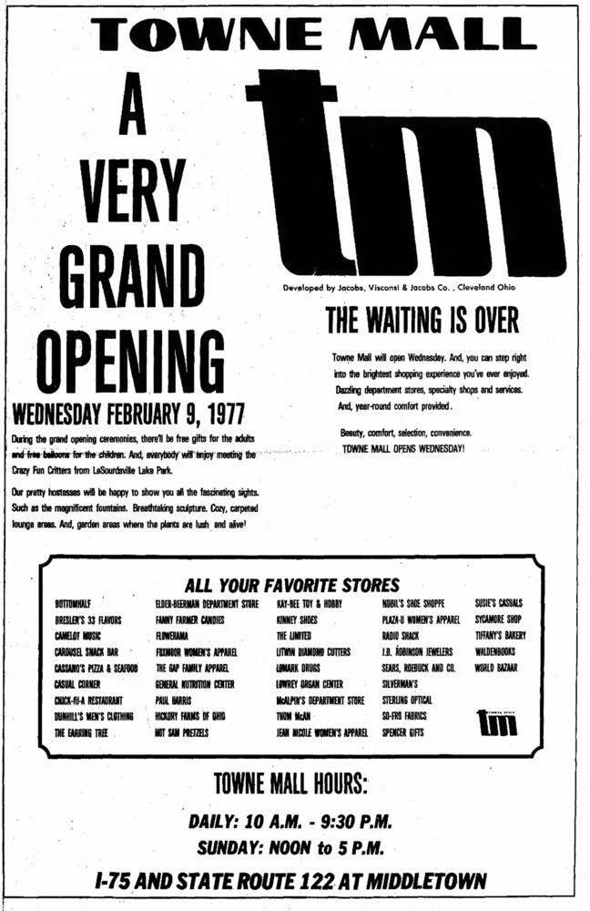 Towne Mall 1977 grand opening
