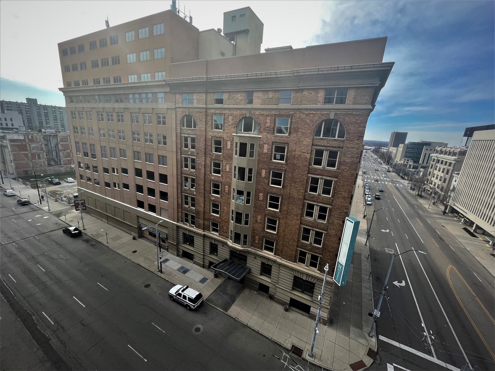 The former Algonquin Hotel on South Ludlow Street, across from City Hall and the Dayton Arcade. The former Dayton Grand Hotel has been vacant for years. CORNELIUS FROLIK / STAFF