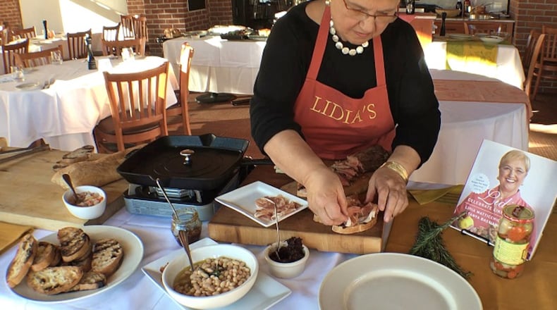 Lidia Bastianich makes a simple, but beautiful and delicious, bruschetta, the perfect appetizer to serve at holiday dinners. (Tammy Ljungblad/Kansas City Star/TNS)