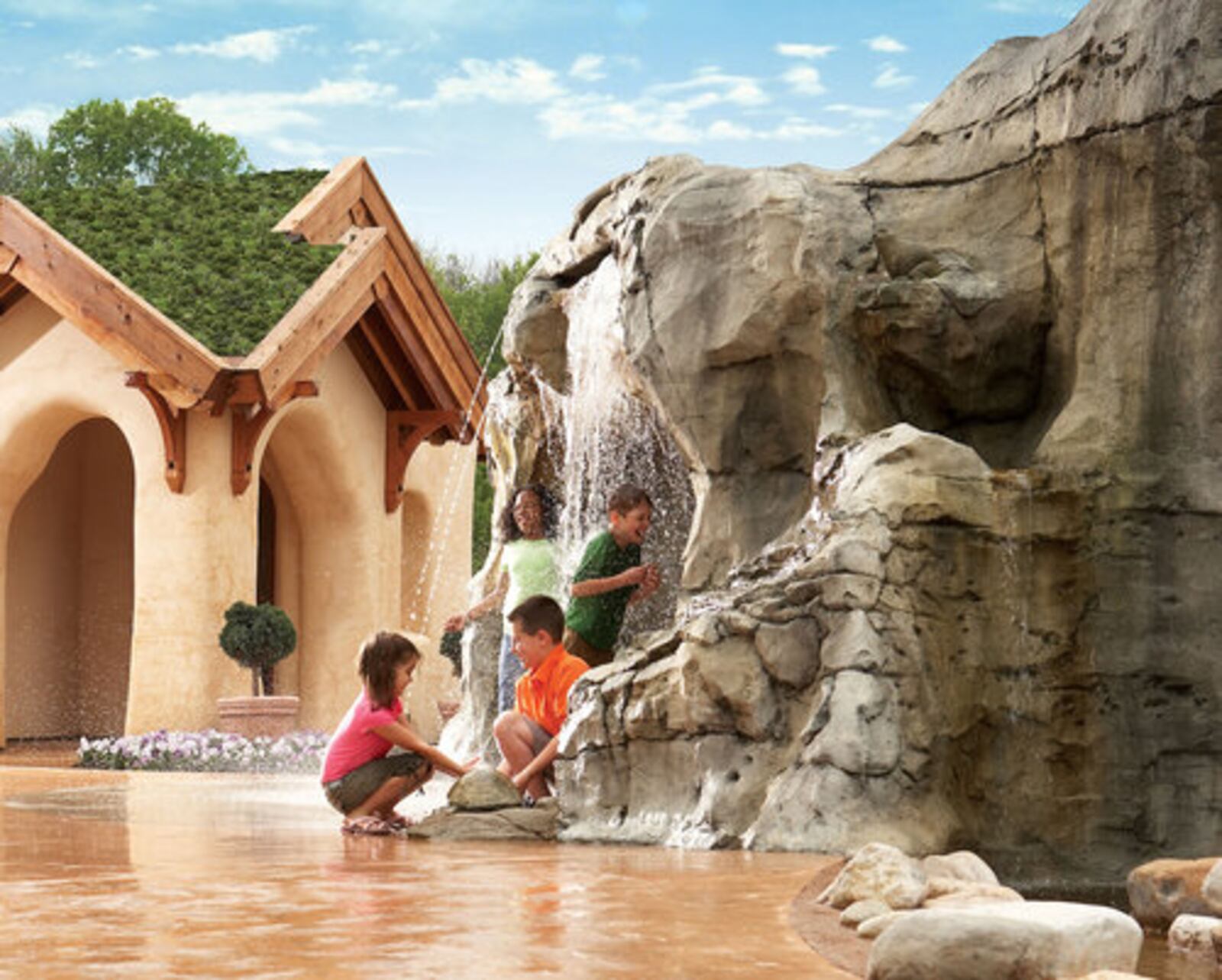 At Children's Discovery Garden at Wegerzyn Garden Center, kids can play in sand and water, pick up a watering can and water the plants, and make music on drums and pipes and xylophones.