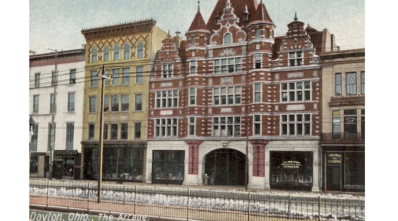 A postcard with an image of the Dayton Arcade. DAYTON METRO LIBRARY