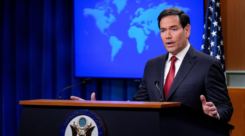 Secretary of State Marco Rubio speaks during a news conference at the State Department, Friday, Dec. 19, 2025, in Washington. (AP Photo/Julia Demaree Nikhinson)