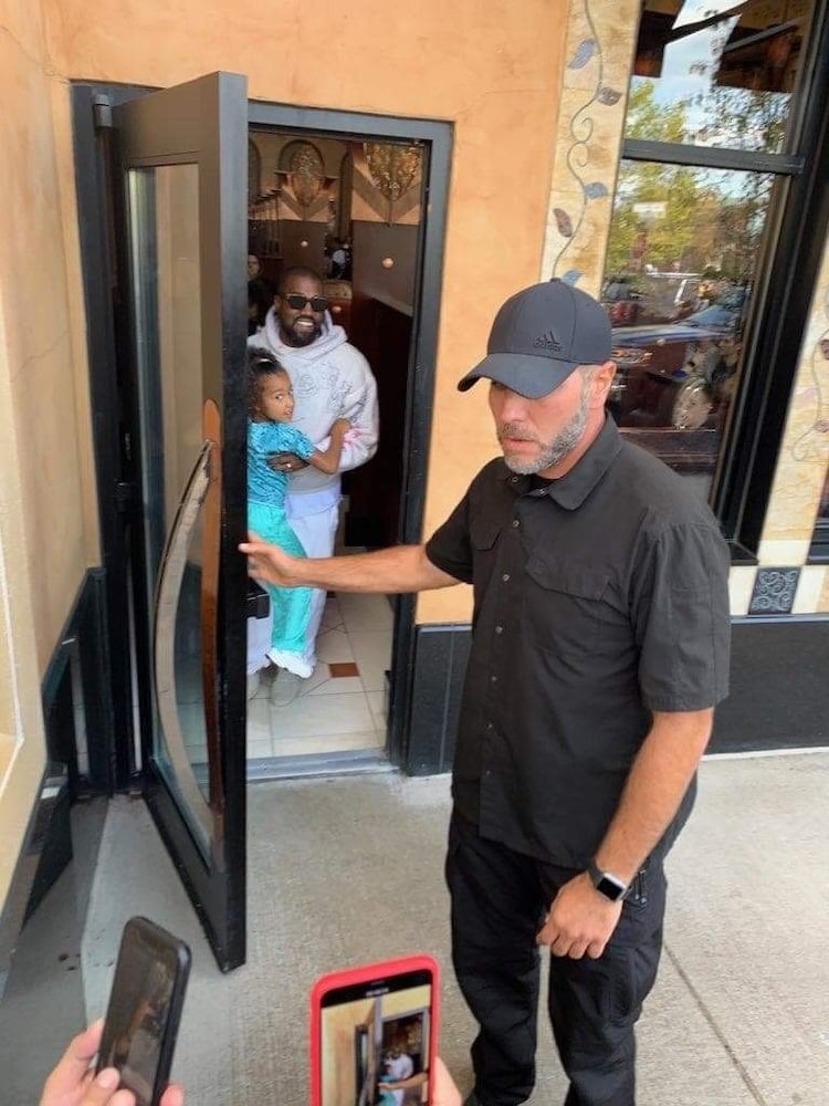 Kanye West and family at the Greene