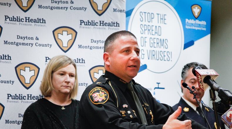 Montgomery County Sheriff Rob Streck talks about the new stay-at-home order to prevent the spread of coronavirus during a news conference Sunday at Public Health - Dayton & Montgomery County. CHRIS STEWART / STAFF