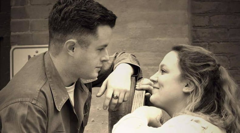 Ray Zupp and Mackensie King are romantically entwined as Eddie and Rose in Dare to Defy Productions’ regional premiere of Benj Pasek, Justin Paul and Peter Duchan’s “Dogfight: The Musical” March 31-April 8 in the Mathile Theatre of the Schuster Center. CONTRIBUTED