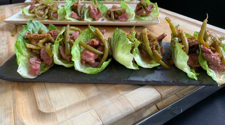 The peppered steak lettuce wrap with fresh green bean kraut from Dewberry 1850 was a star attraction at Summer Restaurant Sneek Peak on July 17, 2019. ALEXIS LARSEN/CONTRIBUTED