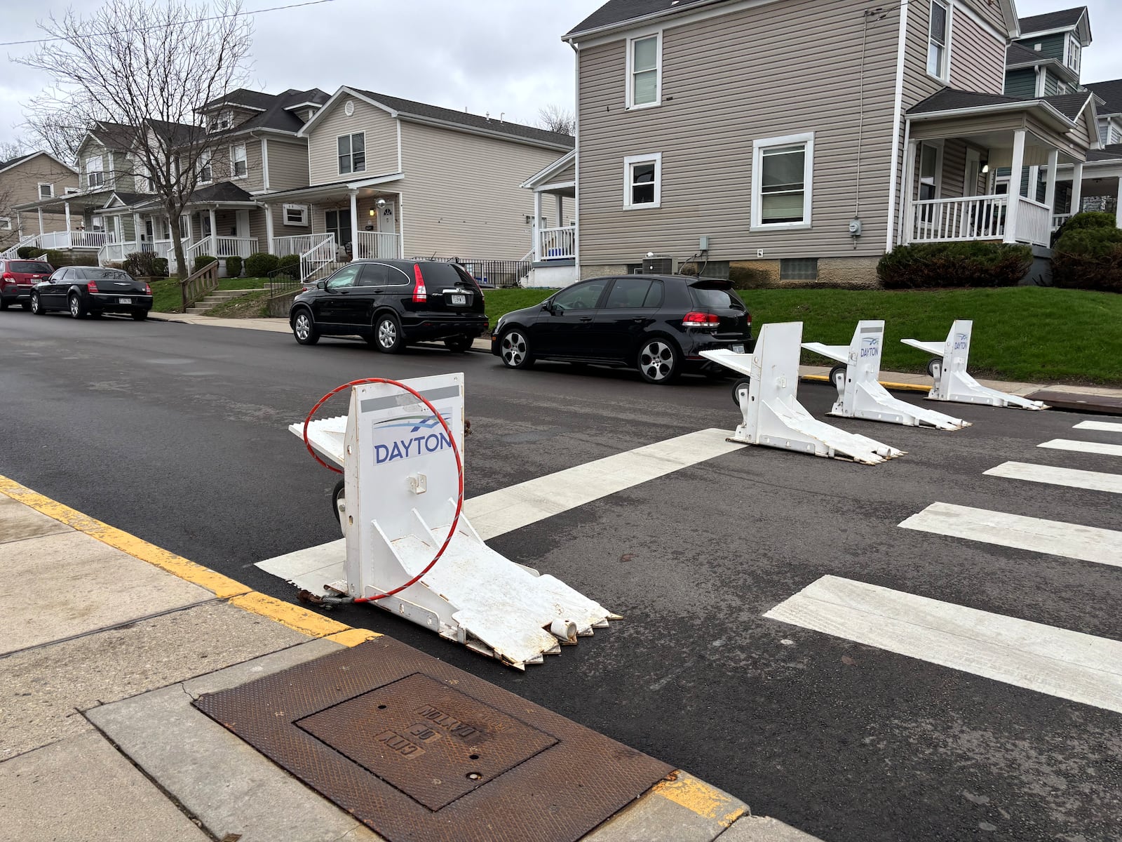The city of Dayton has blocked off Lowe Street on University of Dayton's campus in anticipation of St. Patrick's Day festivities this weekend. Eileen McClory / staff