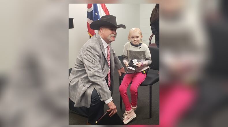 Naomi Short, a Hamilton girl battling cancer, was deputized by Butler County Sheriff Richard Jones on Friday, Jan. 31, 2020. CONTRIBUTED