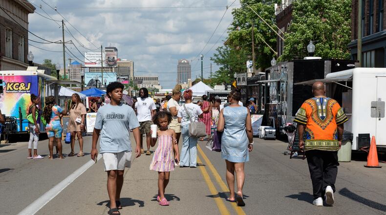 The fifth annual Wright Dunbar Day Block Party, organized by Dayton entrepreneur Tae Winston was celebrated on Sunday, June 23, 2024, four days before Dayton poet Paul Laurence Dunbar’s birthday. TOM GILLIAM / CONTRIBUTING PHOTOGRAPHER
