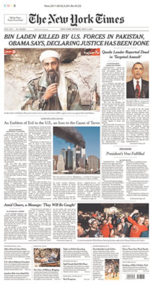 Newspapers report Osama bin Laden's death