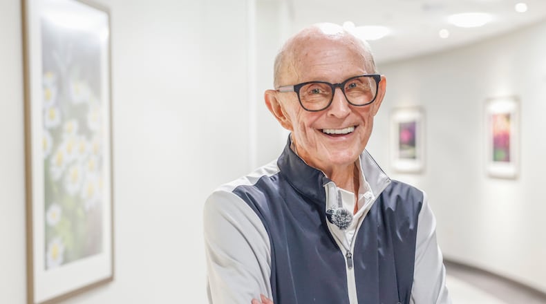 Kettering resident Pat McGohan laughs while having a conversation on Thursday, Nov. 20, 2025, at Kettering Health Main Campus. The retired businessman recently had an emergency hematoma. JOSEPH COOKE/STAFF