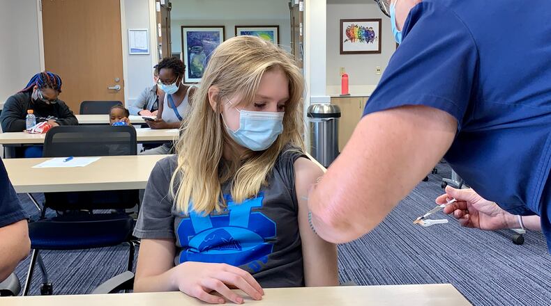 Mallory Kirk, 12, of Fairborn struggled with virtual school last year. She said she got the coronavirus vaccine at Dayton Children's Hospital on Wednesday, Sept. 1 because she's afraid of getting sick and she wants to stay in the classroom.