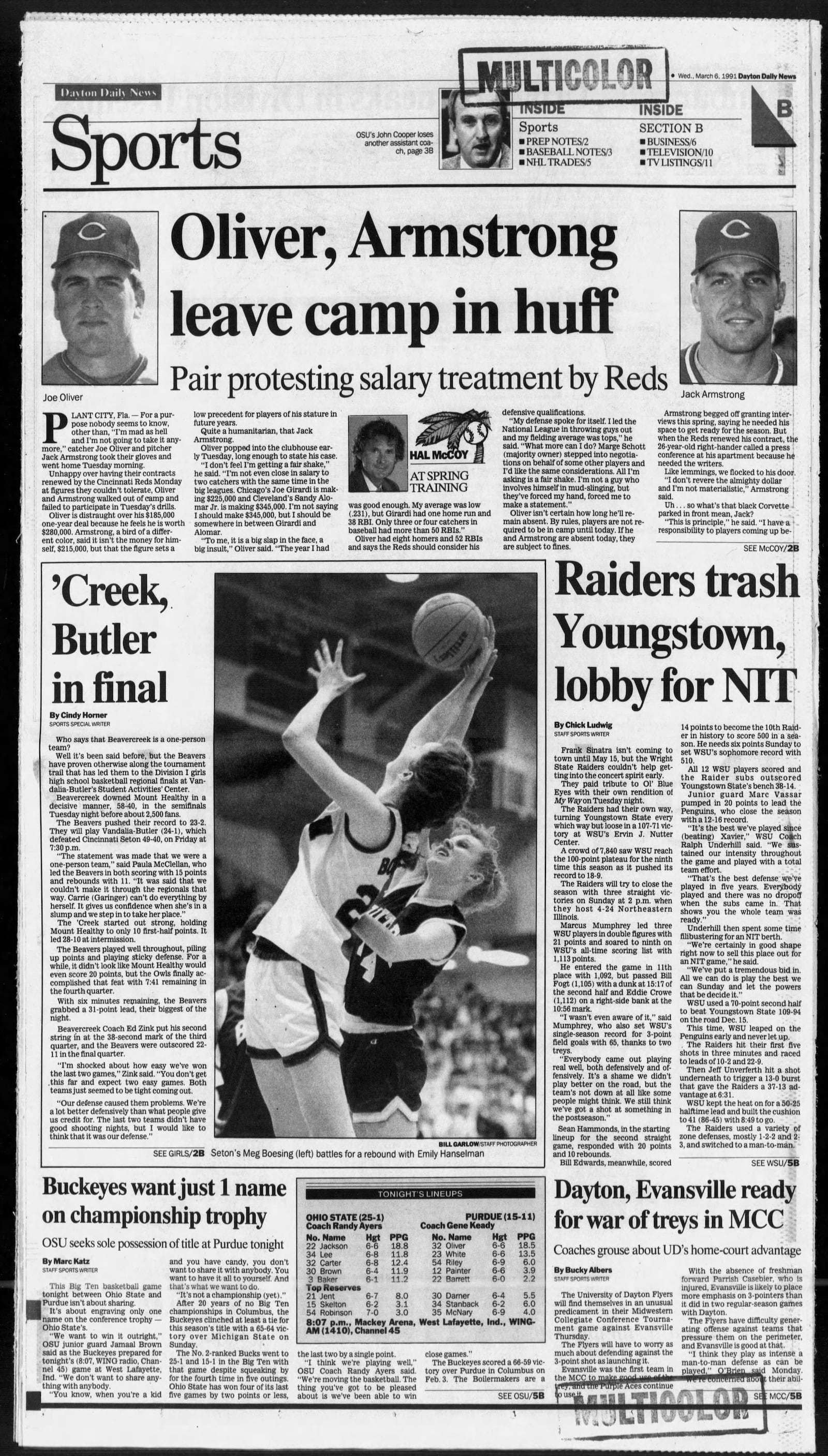 The March 6th, 1991 edition of the Dayton Daily News sports section. FILE PHOTO