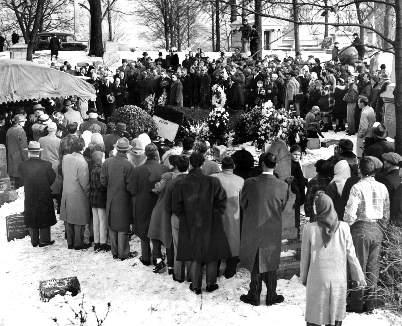 Famous aviator Orville Wright was buried at Woodland Cemetery Feb. 2, 1948. His brother Wilbur was buried in 1912.  DAYTON DAILY NEWS ARCHIVE
