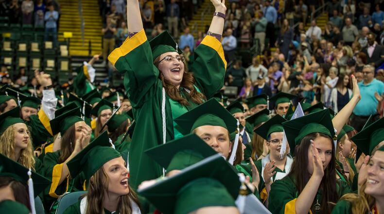 Wright State University's Spring 2019 graduation included 22 associate degrees, 1,457 bachelor’s degrees, 592 master’s degrees and 25 doctoral degrees. Photos courtesy of Erin Pence and Christ Snyder of Wright State University.