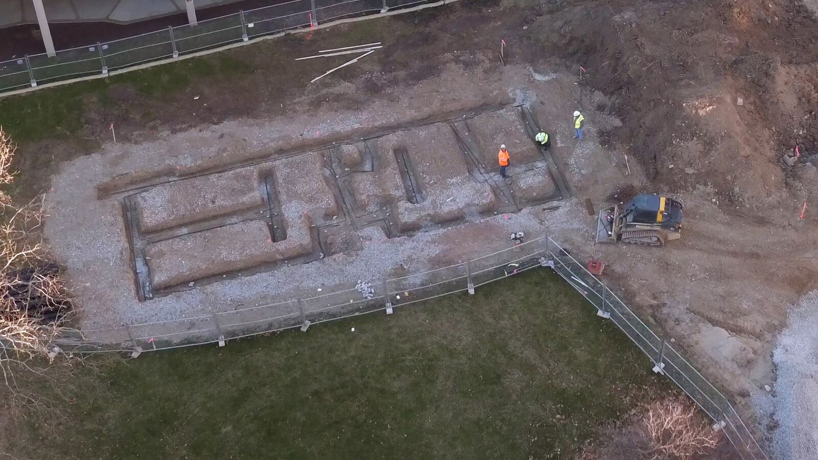 Foundations structures for the Levitt Pavilion Dayton are being constructed along South Main Street.  The new music venue is expected to be open in early August with a schedule of about 30 shows to run through October.   TY GREENLEES / STAFF