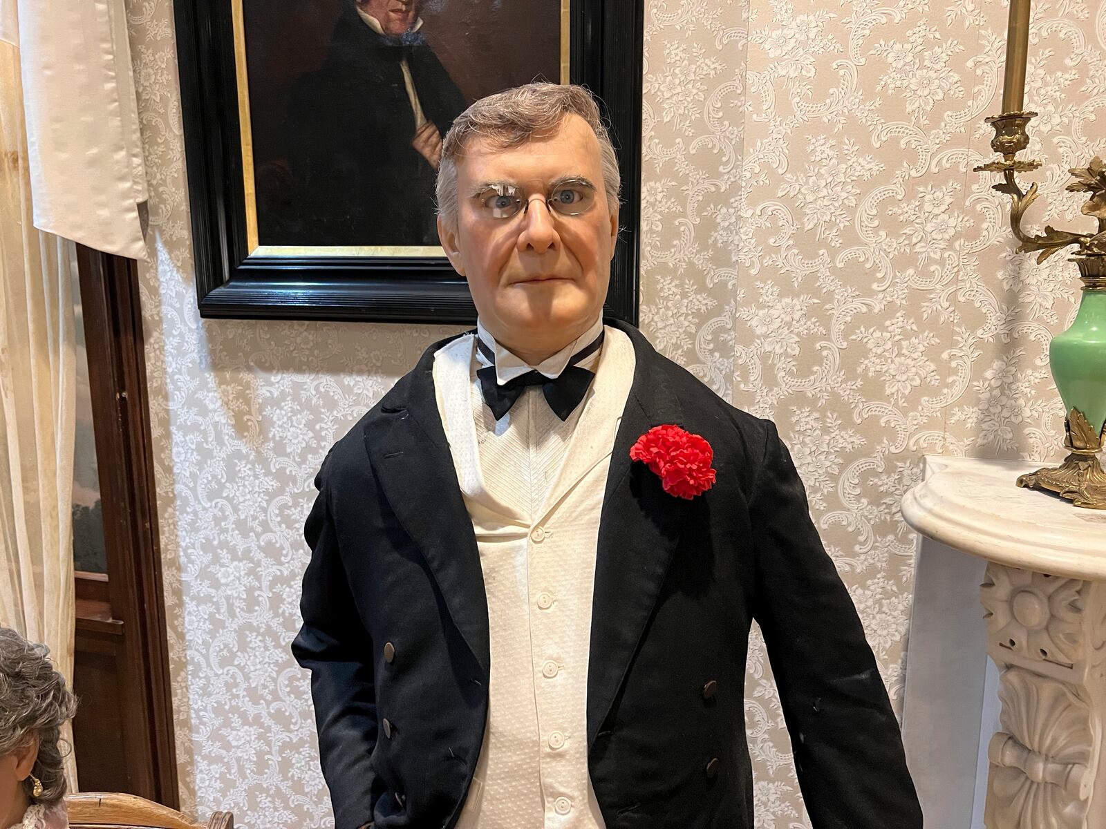An animatronic of former President William McKinley inside the William McKinley Presidential Library and Museum on Wednesday, March 26, 2025, in Canton, Ohio. (AP Photo/Patrick Aftoora-Orsagos)