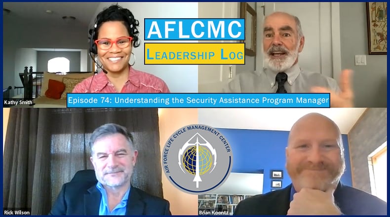 Brian Koontz, Israel F-15 program; Ricky Wilson, Tunisia T-6 program; and Kathy Smith, who has previous Security Assistance program experience on the Israel C-130 and Japan KC-46 programs, all described their experiences supporting international partners during a recent episode of Air Force Life Cycle Management Center’s Leadership Log podcast. U.S. AIR FORCE GRAPHIC/JIM VARHEGYI