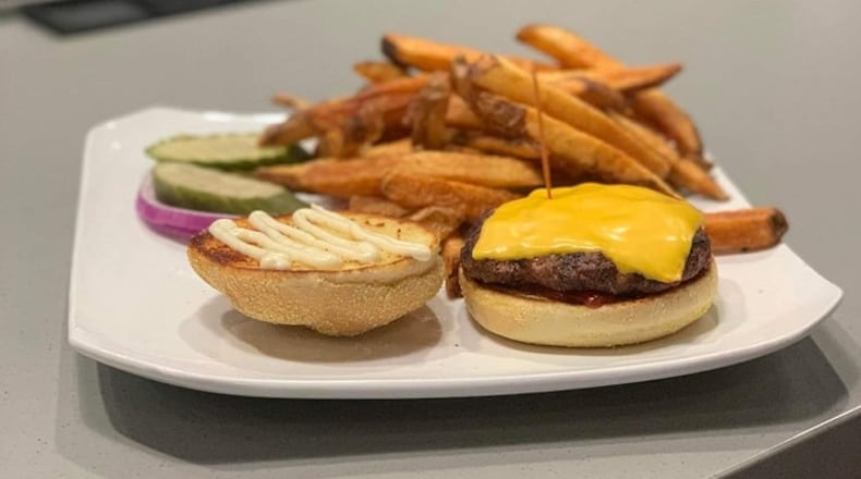 The hamburger at Loose Ends Brewery. PHOTO CREDIT LOOSE ENDS BREWERY FACEBOOK