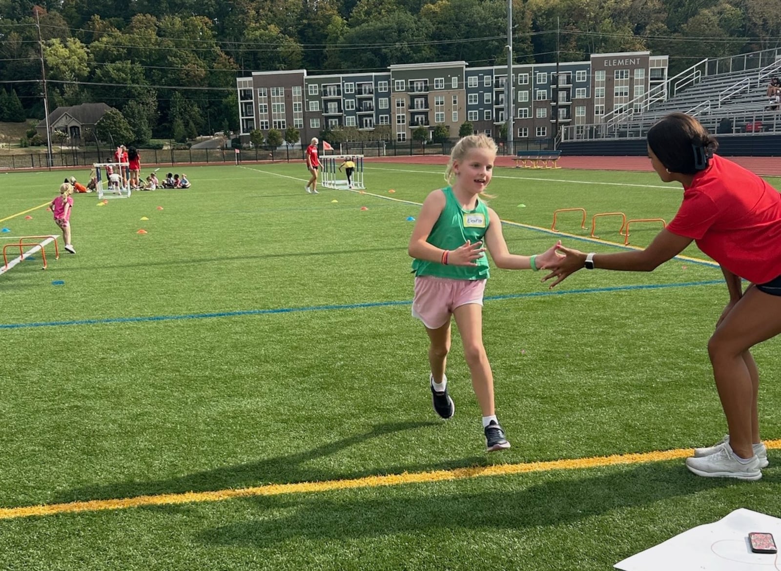 Kids participate in a Run Your City session at Lane Stadium in Oakwood in 2025. Contributed photo