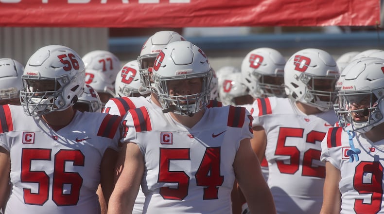 Dayton waits to take the field before a game against Stetson on Saturday, Sept. 27, 2025, at Welcome Stadium. David Jablonski/Staff