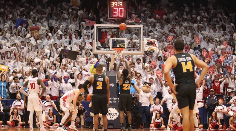 Virginia Commonwealth’s Isaac Vann hits a go-ahead free throw with 39.9 seconds left against Dayton on Saturday, Feb. 16, 2019, at UD Arena. David Jablonski/Staff