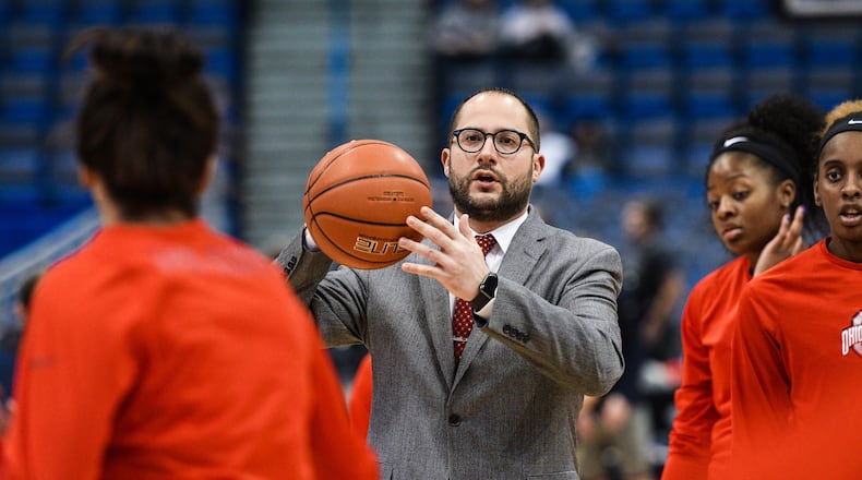 Former Ohio State women's basketball assistant Patrick Klein during warmups at XL Center, Hartford, CT. (Courtesy OSU Athletics)