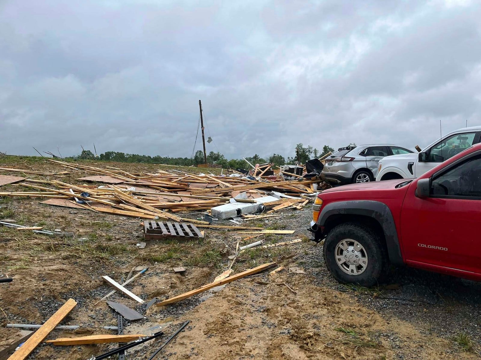 This photo provided by Washington County Sheriff's office shows damage from severe weather in Washington County, Ky., on Friday, May 30, 2025. (Sheriff Jerry Pinkston/Washington County Sheriff's office via AP)