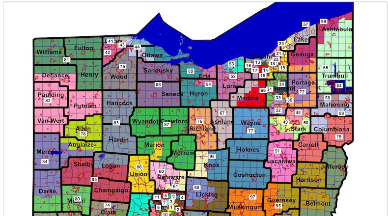 New Ohio House districts approved Feb. 24 by the Ohio Redistricting Commission.