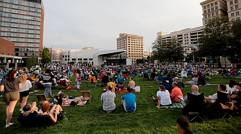 Levitt Pavilion, downtown Dayton’s new outdoor music venue, held its first concert on Thursday, Aug. 9, 2018. Gina Chavez, a multi-ethnic Latin pop songstress, held the first show, preceded by the Chaminade Julienne High School band. CONTRIBUTED BY E.L. HUBBARD