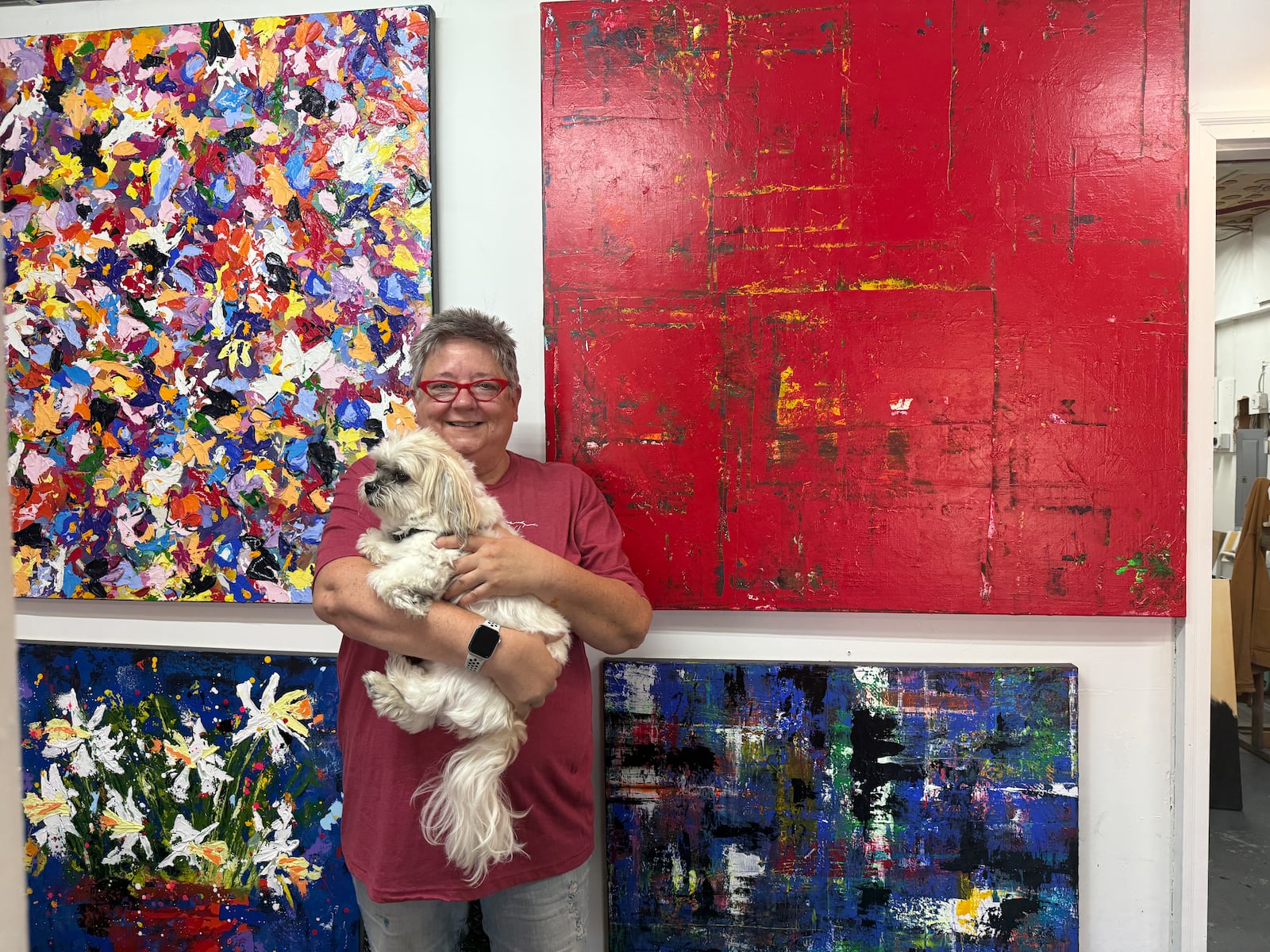 Julie Riley has a studio filled with colorful canvases in Front Street. HANNAH KASPER/CONTRIBUTED