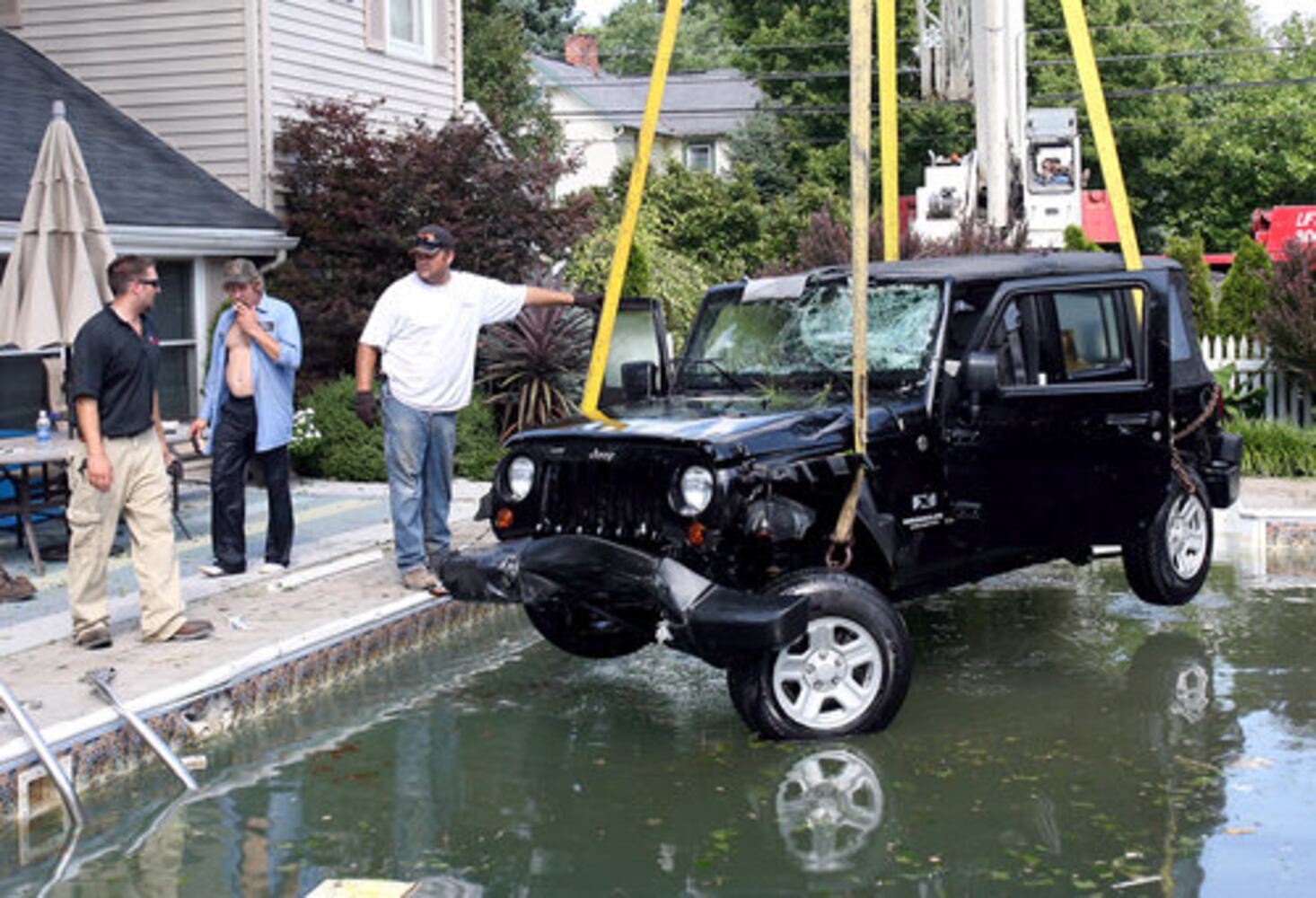 Jeep driven into pool