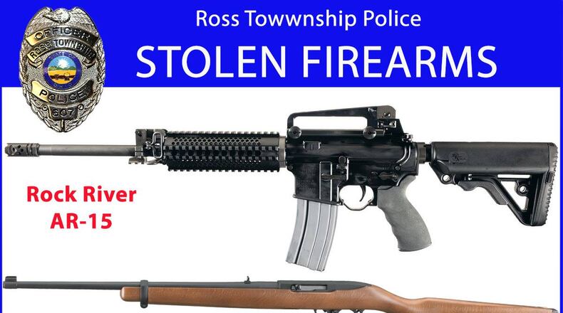 Stock photos of two firearms stolen from a Ross Township residence last week. Not the actual pictures of the stolen firearms but similar. ROSS TOWNSHIP POLICE