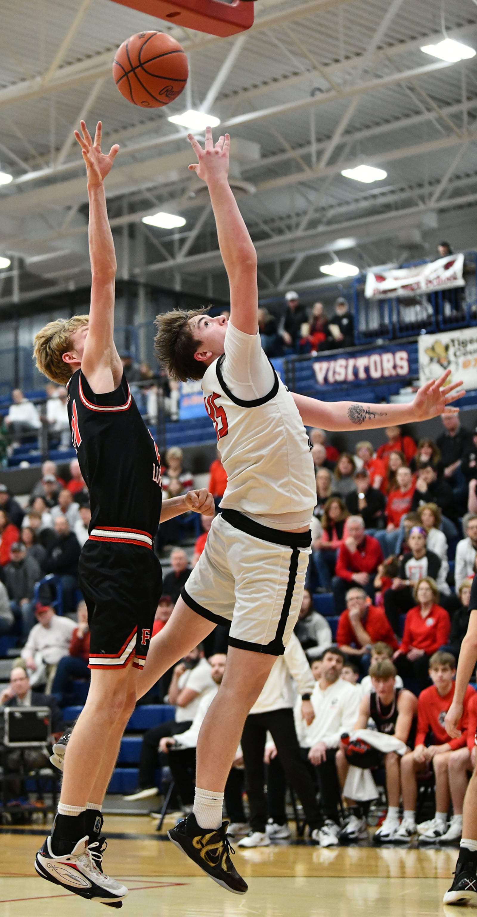 Cedarville's Brayden Trimbach scores during Tuesday night's 45-44 Division VII tournament win over Fort Loramie. Jeff Gilbert/Contributed