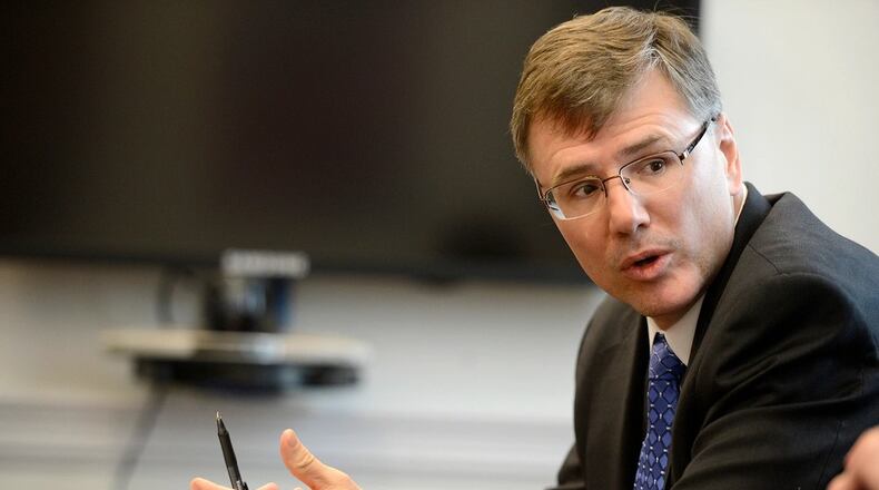 Troy E. Meink, deputy under secretary of the Air Force for space, answers questions during a space budget briefing March 5, 2014, at the Pentagon. U.S. Air Force photo/Scott M. Ash