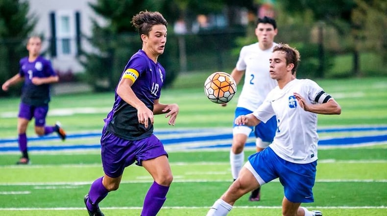 Dayton Christian High School senior Jake Erlandson (left) will join Nate Cruz of DC and play soccer at Mount Vernon Nazarene University. HANDOUT