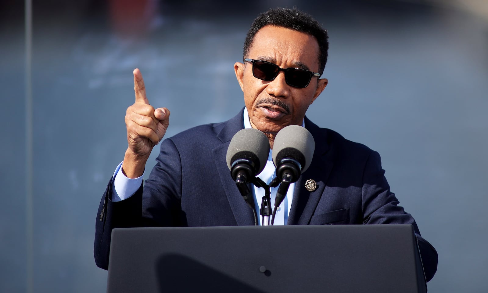 FILE - Rep. Kweisi Mfume, D-Md., speaks Oct. 29, 2024, at the Dundalk Marine Terminal in Baltimore. (AP Photo/Daniel Kucin Jr., File)