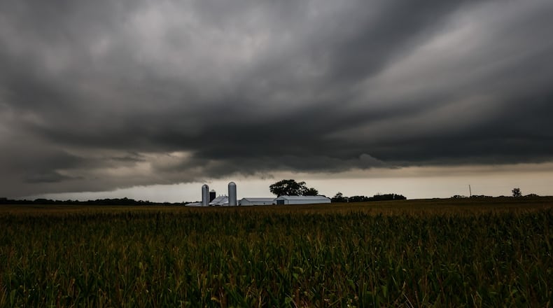 Blues skies disappear as storm clouds move into Western Montgomery County from tropical storm Fred Tuesday Aug,17,2021. JIM NOELKER/STAFF