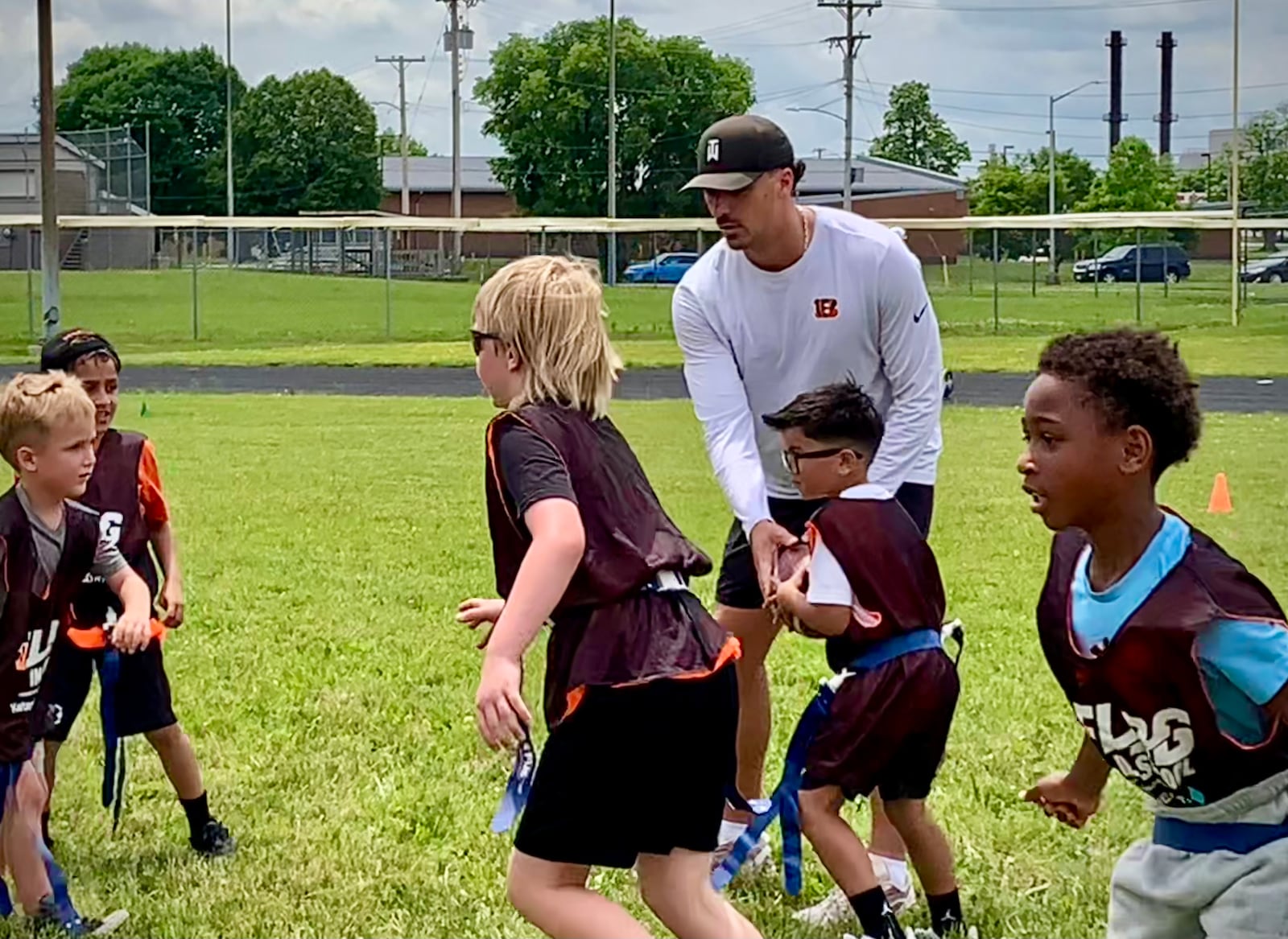 Rookies from the Cincinnati Bengals shared a meal with airmen at Wright Patterson Air Force Base and hosted a football camp for kids on Friday, June 6, 2025. LONDON BISHOP/STAFF