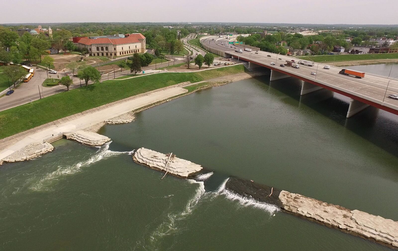 After a fund raising campaign and two years of construction, Riverscape River Run on the Great Miami River has been completed.  The $4 million project on the river is designed to draw canoe and kayak enthusiasts to downtown Dayton.  The grand opening is set for May 5, 2017.    TY GREENLEES / STAFF