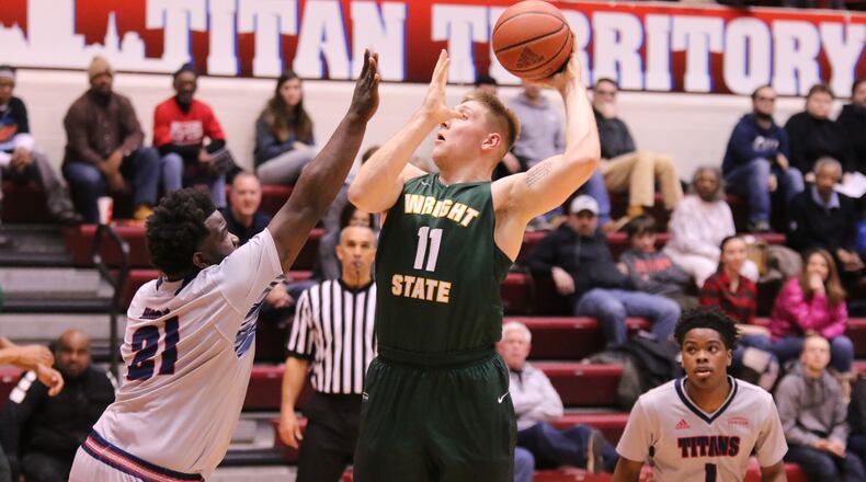 Wright State’s Loudon Love puts up a shot against Detroit Mercy on Friday night. CONTRIBUTED