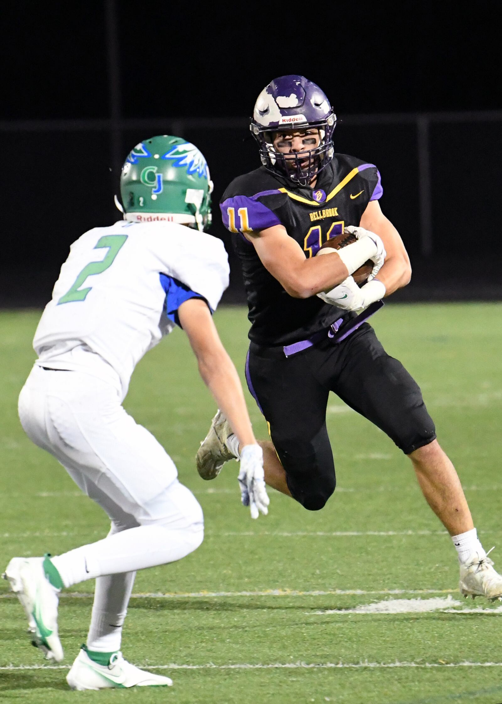 Bellbrook senior linebacker/running back Taylor Jordan carries the ball against Chaminade Julienne on Oct. 16, 2020. Nick Falzerano/CONTRIBUTED