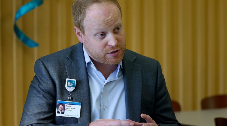 Daniel Tryon, president for Kettering Health Greene Memorial and Soin Medical Center, talked Tuesday, Aug. 6, 2024 about a new $44 million medical center that will replace the current Kettering Health Greene Memorial in Xenia. MARSHALL GORBY\STAFF