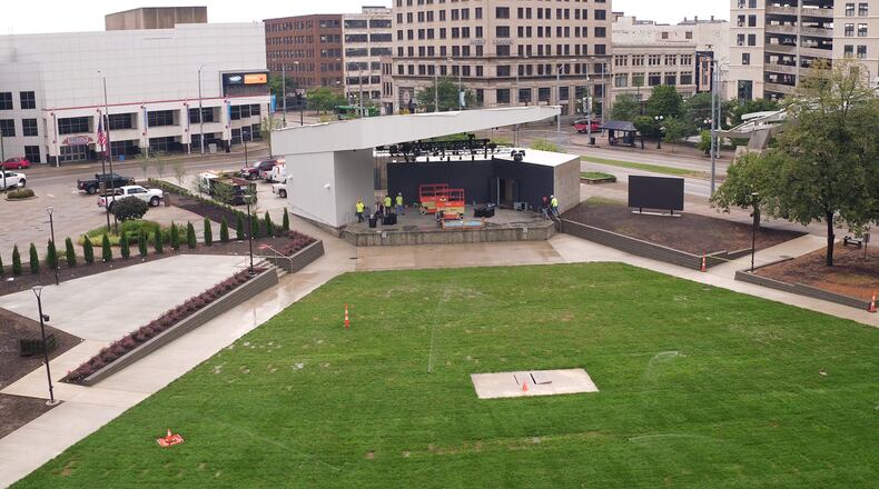 The Levitt Pavilion Dayton will celebrate its opening with a concert on August 9, just a short fourteen months after getting the green light for the project in downtown Dayton. TY GREENLEES / STAFF
