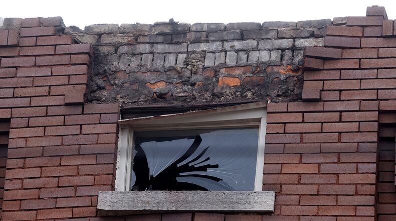 The Dayton Fire department responded to a partial building collapsed on Valley Street in Dayton Sunday night, March 30, 2025. MARSHALL GORBY\STAFF