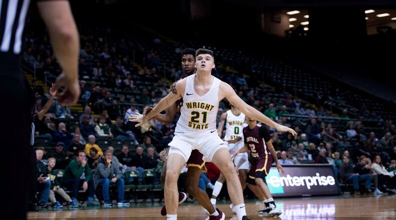 Freshman Grant Basile, shown here against Central State earlier this season, scored a career-high 19 points Wednesday night in Wright State’s 88-51 win over Urbana. Joseph Craven/WSU Athletics