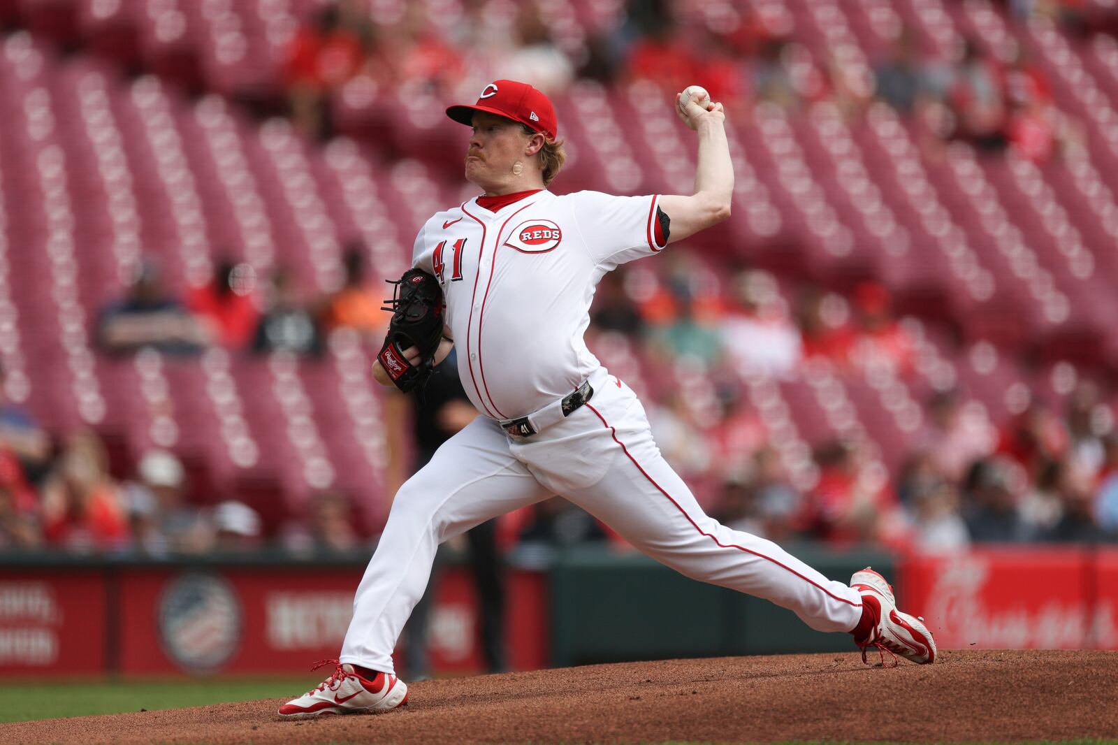 Cincinnati Reds pitcher Andrew Abbott throws during the first inning of a baseball game against the St. Louis Cardinals, Thursday, May 1, 2025, in Cincinnati. (AP Photo/Abdoul Sow)