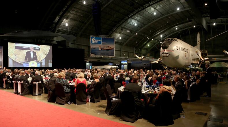 At the 2015 National Aviation Hall of Fame ceremony Apollo 13 astronaut James A. Lovell received the first Neil Armstrong Outstanding Achievement Award. The event was held at the National Museum of the United States Air Force. LISA POWELL / STAFF